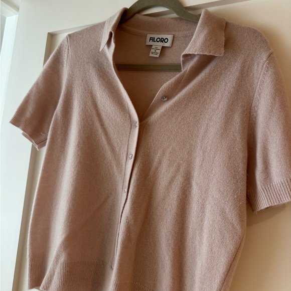 Sweaters - Filoro Pink Short Sleeve Cardigan 100% Cashmere